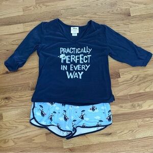 Disney Mary Poppins Munki Munki Women’s Shorts PJ Set L Excellent Condition